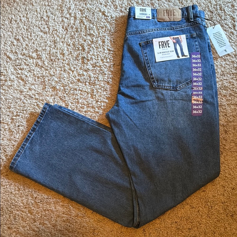 Frye Slim Bootcut Jeans Medium Wash Denim 36x32 New with Tags